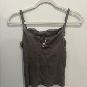Brandy Melville Charcoal Camisole with Lace Trim